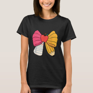 Mädchenhaftes Koketten-Schleifen-Bleistift-Lehrer- T-Shirt