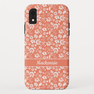 Mädchenhaftes Korallen-Pfirsich-Tropenblumenmuster Case-Mate iPhone Hülle