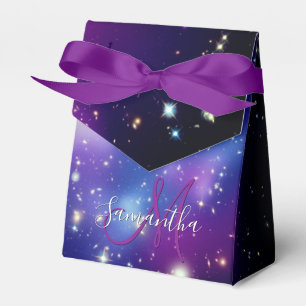 Mädchenhaftes lila Galaxy-Celestial-Monogramm Geschenkschachtel