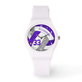 mädchenhaftes lila Grauvolleyball Armbanduhr