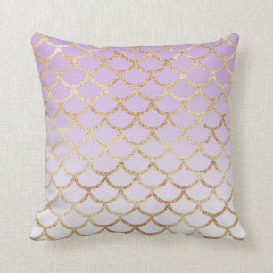 Mädchenhaftes Lila Lila Gold Meerjungfrau Glitter Kissen