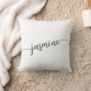 Mädchenhaftes Minimal Weiß Monogramm Namensschrift Kissen