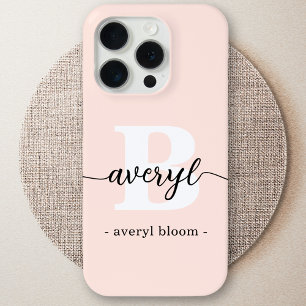 Mädchenhaftes Monogramm Rosa Schriftzug Monogramm  Case-Mate iPhone Hülle