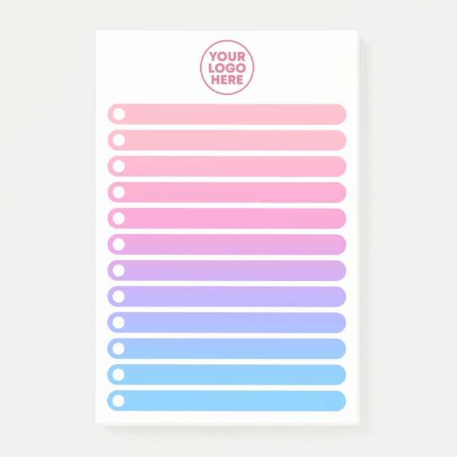 Mädchenhaftes Pink Blau Gradient Geschäftslogo To- Post-it Klebezettel (Vorderseite)