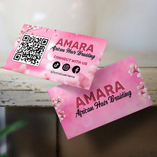 Mädchenhaftes Pink Haar Flechten Verbinde dich mit Visitenkarte