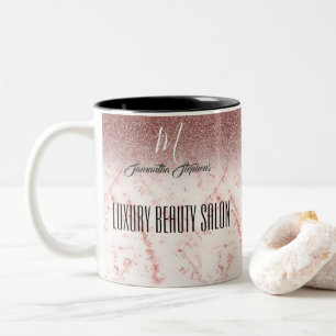 Mädchenhaftes Pinkes Glitzer Luxus Schönheitssalon Zweifarbige Tasse