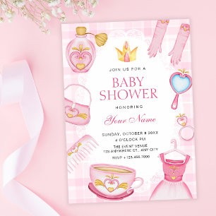 Mädchenhaftes Prinzessinnen-Baby-Shower Einladung