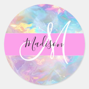 Mädchenhaftes Regenbogen-Holografisches-Irideszent Runder Aufkleber
