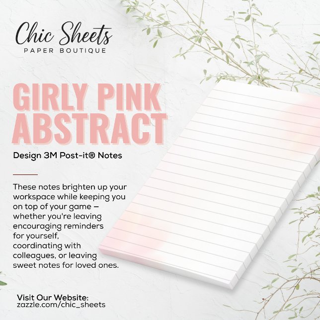 Mädchenhaftes rosa abstraktes Design 3M Post-it® N Post-it Klebezettel (Von Creator hochgeladen)