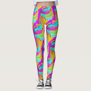 Mädchenhaftes Rosa Blau Gelbes Eiscreme-Kegel Somm Leggings