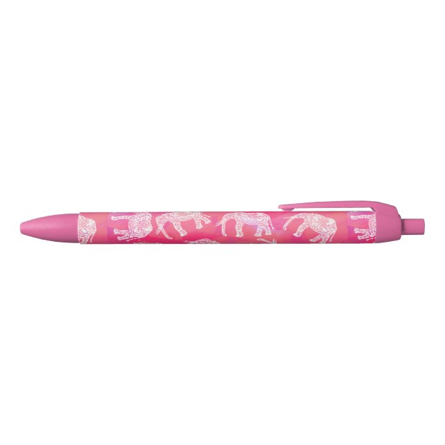 mädchenhaftes rosa, buntes Stammes-Elefantenmuster Kugelschreiber (Oberseite)