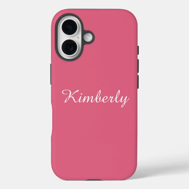 Mädchenhaftes Rosa mit Namen  iPhone 16 Hülle (Rückseite)