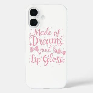 Mädchenhaftes rosa Schleife "Träume und Lipgloss" iPhone 16 Hülle