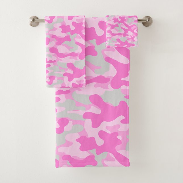 Mädchenhaftes Rosa-Tarnmuster  Badhandtuch Set (Insitu)
