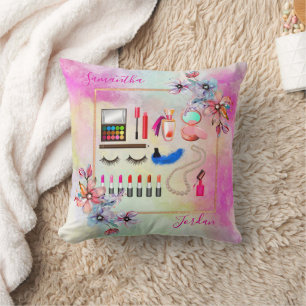 Mädchenhaftes Rosa Teenager-Make-up-Blume Personal Kissen