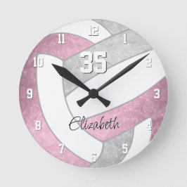 mädchenhaftes rosa Volleyballsportzentrum Runde Wanduhr