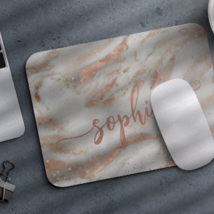 Mädchenhaftes roségold glänzendes Marmormuster ele Mousepad