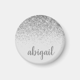 Mädchenhaftes silbernes Glitter modernes Monogramm Magnet