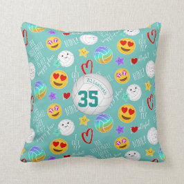 mädchenhaftes Volleyball-Happy kawaii emoji aquama Kissen