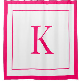 Mädchenhaftes weißes und fuchsiafarbenes Monogramm Duschvorhang