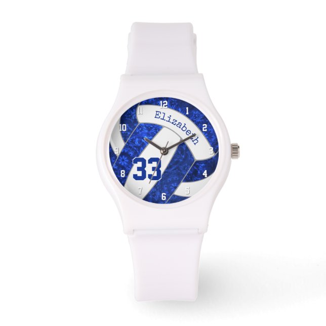 mädchenhaftes, weißes Volleyball Armbanduhr (Vorderseite)