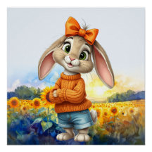 Mädchenhase Sonnenblumenfeld 