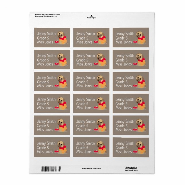 Mädchenhund-Mops-Namensschilder Adressaufkleber (Vorne)