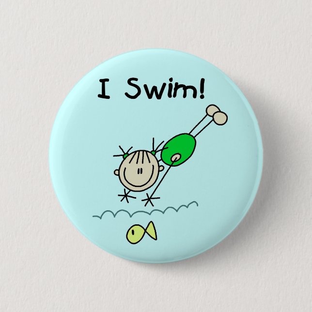 Mädcheni Swim-T - Shirts und Geschenke Button (Vorderseite)