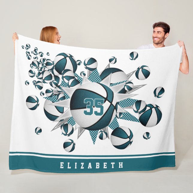 Mädchenkorbststerne aquamarin personalisiert fleecedecke (Beispiel)