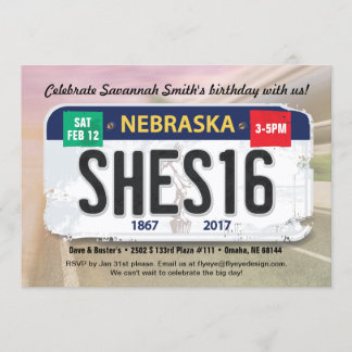 Mädchenlizenz zum 16. Geburtstag Nebraska Einladung