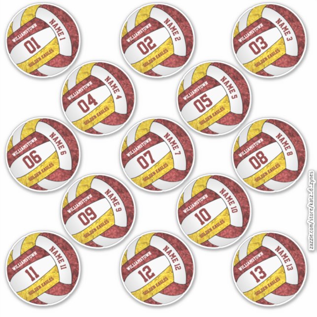 Mädchenmaroon Gold Volleyball-Sonderspieler Namen Aufkleber (Vorderseite)