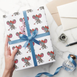 Mädchenmäuse auf Weiß Geschenkpapier