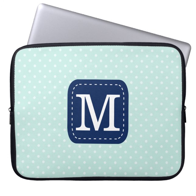 Mädchenminze Polka Dots Muster für benutzerdefinie Laptopschutzhülle (Vorderseite)