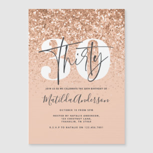 Mädchenmoderne Pfirsichtypografie 30 Geburtstag Magnetkarte