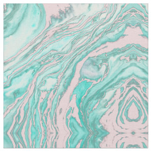 Mädchenmodernes, rosa, Aquamarin-grünes Marmormust Stoff