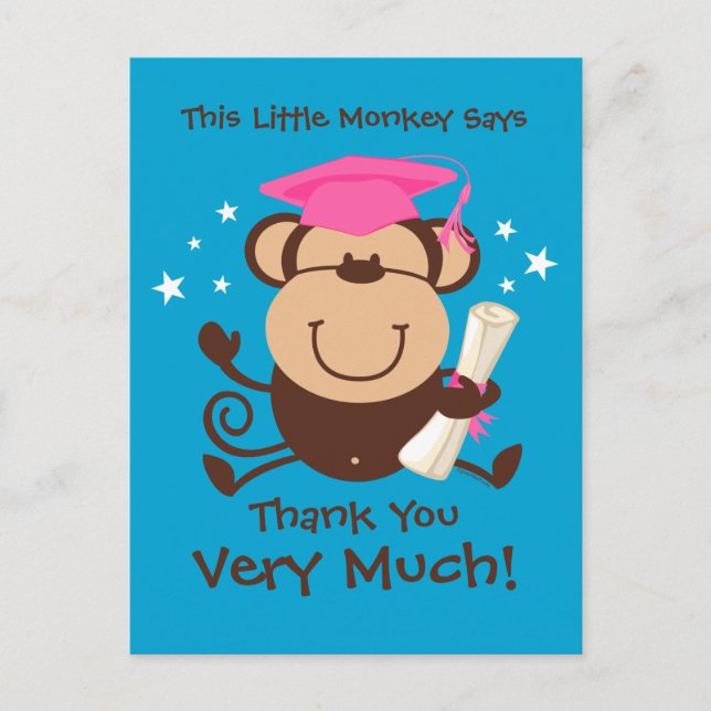 Mädchenmonkey-Graduate Postkarte (Vorderseite)