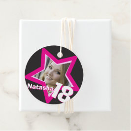 Mädchenname 18 Foto schwarz-rosa Sternmuster Geschenkanhänger