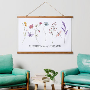 Mädchenname Leinwandflagge Personalisiertes Name Wandteppich Mit Holzrahmen