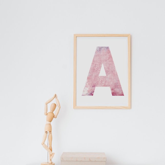 Mädchenname Letter A Pink Watercolor Poster (Von Creator hochgeladen)