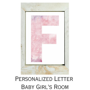 Mädchenname Letter F Pink Watercolor Poster