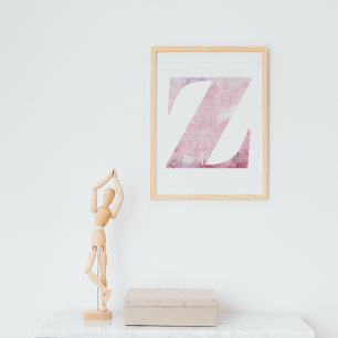Mädchenname Letter Z Boho Pink Wasserfarben-Poster Poster