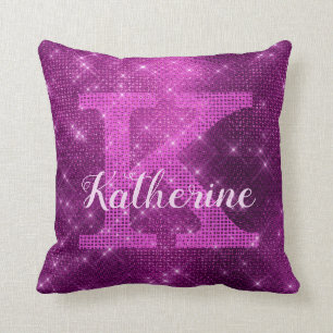 Mädchenname Lila Chic Glam Sparkle Monogramm Name Kissen