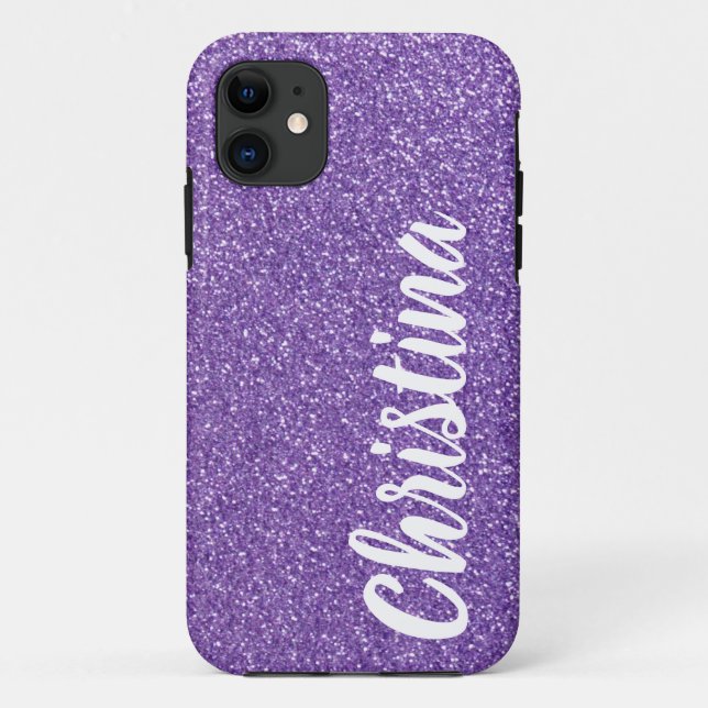 Mädchenname Lila Glitzer Personalisiert Case-Mate iPhone Hülle (Rückseite)