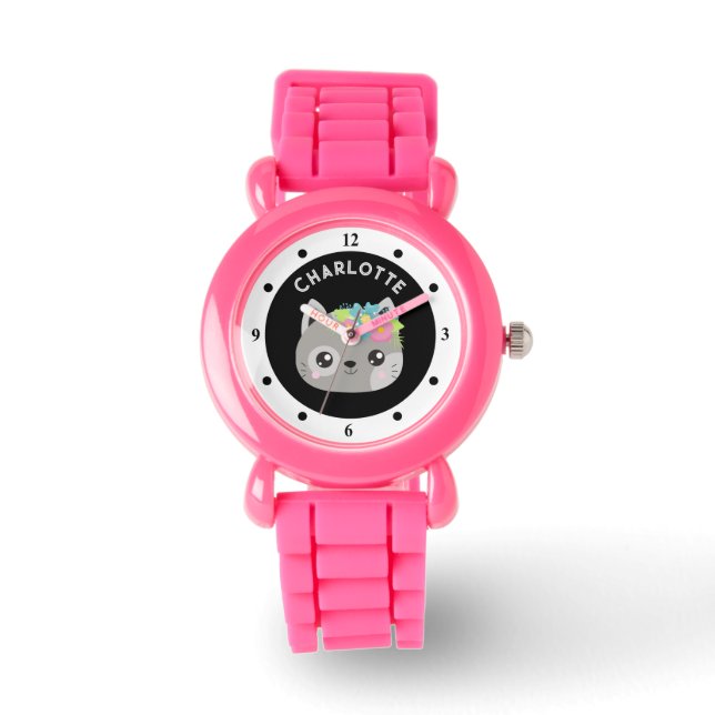 Mädchenname Niedliche Katzenkitten - Benutzerdefin Armbanduhr (Vorderseite)