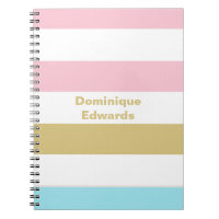 Mädchenname Pastel Stripes-Notebook