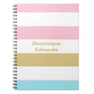 Mädchenname Pastel Stripes-Notebook Notizblock