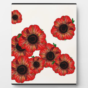 Mädchenname Poppy, rotes Mohnmuster Art by Leah G Fotoplatte