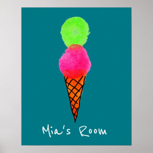 Mädchenname-Schlafzimmerplakat mit Eis-Creme Poster