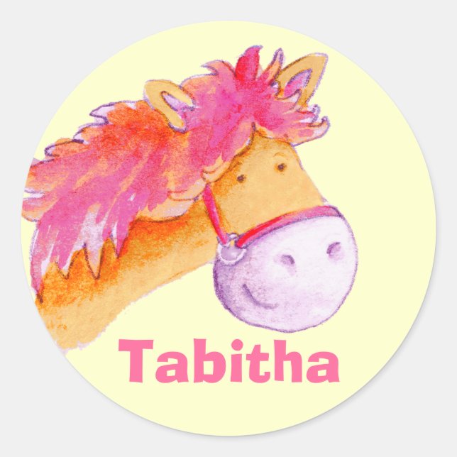 Mädchenname Tabitha Pink Pony Sticker (Vorderseite)