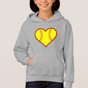 Mädchenniedliches Softball-Herzhoodie-Sweatshirt Hoodie